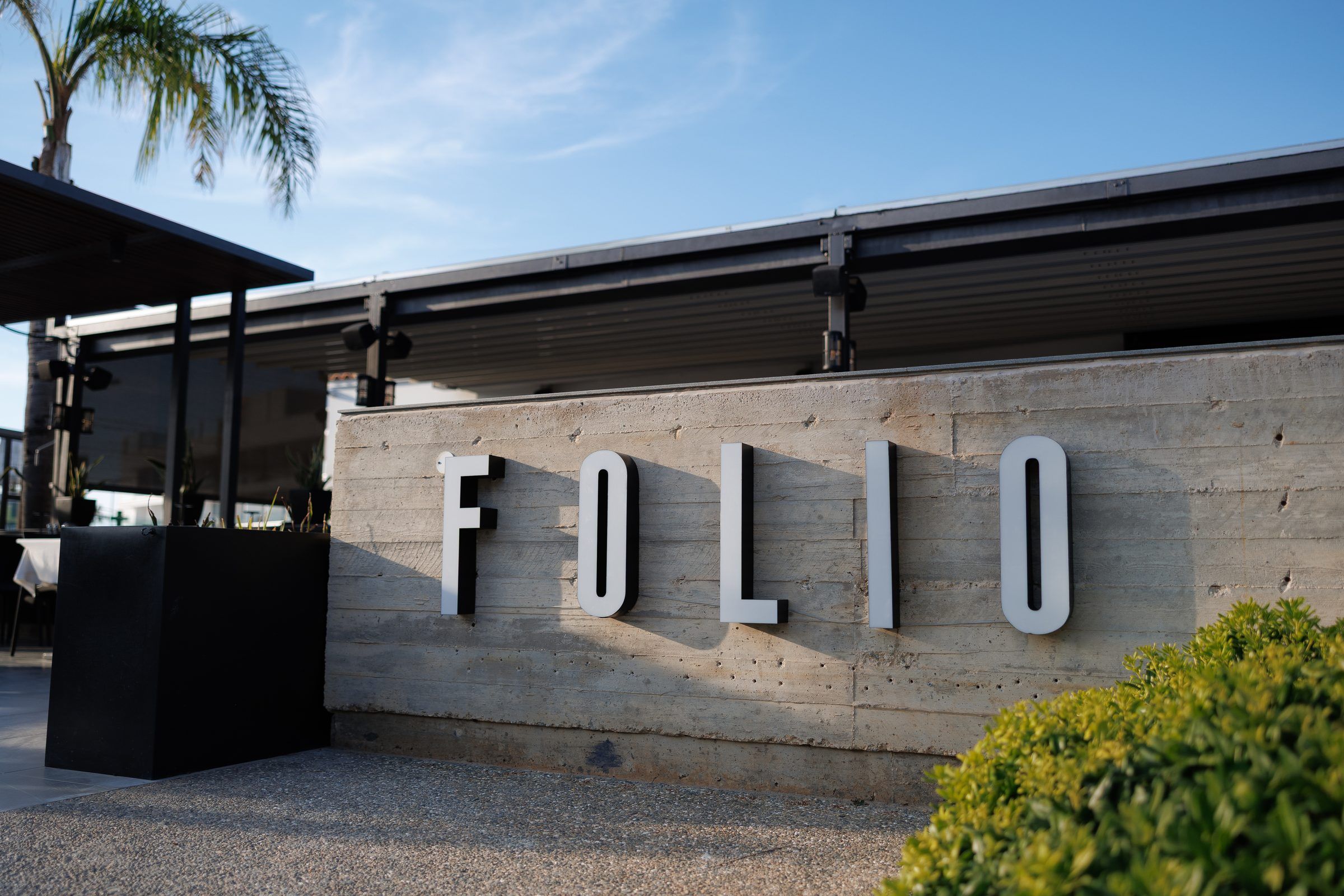The Folio sign on the restaurant entrance